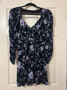 Forever 21 Black Dress with Lilac Floral Print